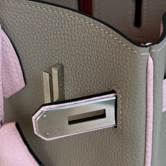 HERMES BIRKIN Beige Pink Leather Handbag Silver Hardware - Picture 9 of 16